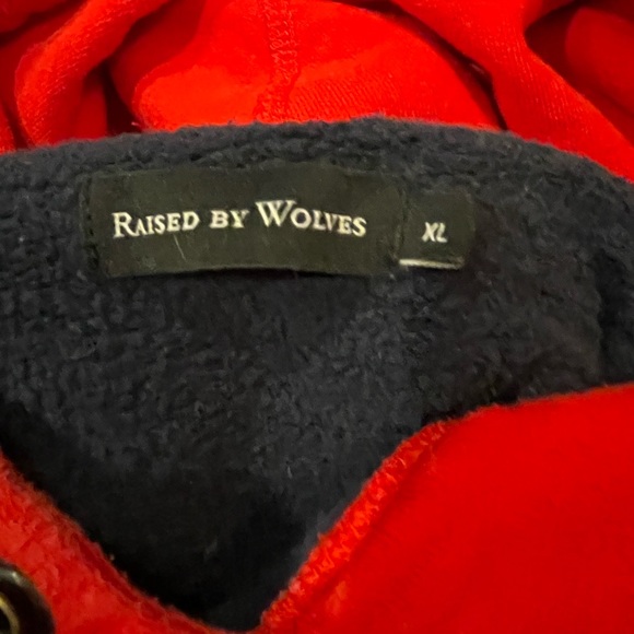 Raised by Wolves Contrast Snap Hoodie, Red And Navy, Size XL, Great Condition - Picture 6 of 9